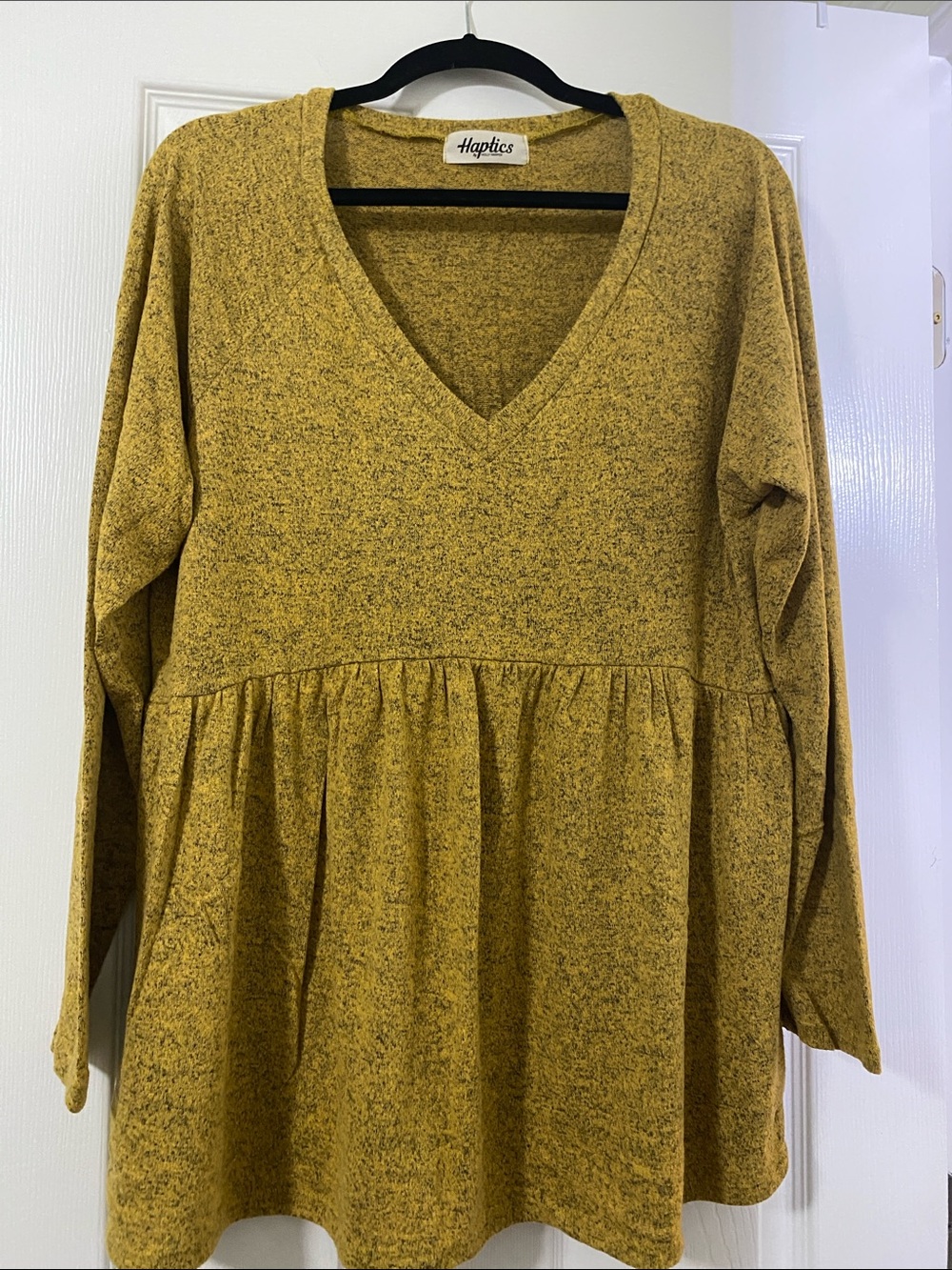 Haptics Mustard V-Neck Babydoll Top
